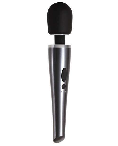 Evolved Mighty Metallic Wand Vibrator - Gray/Black