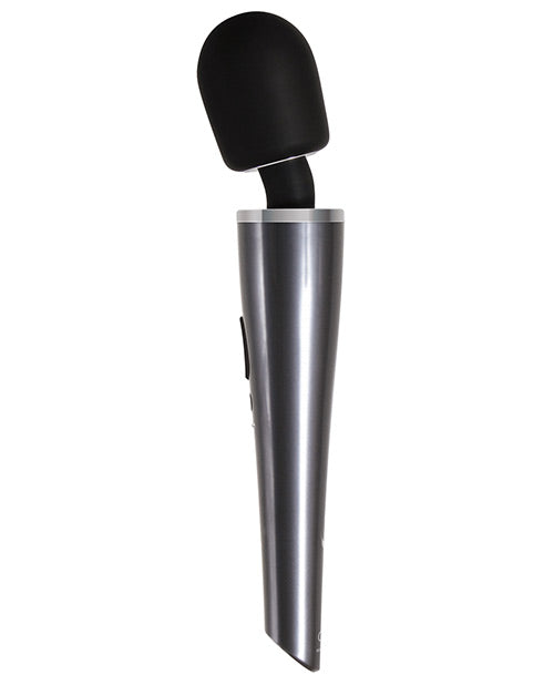 Evolved Mighty Metallic Wand Vibrator - Gray/Black