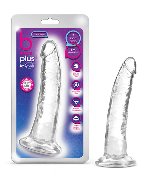 B Yours Plus 7.5" Lust n' Thrust Dildo Clear
