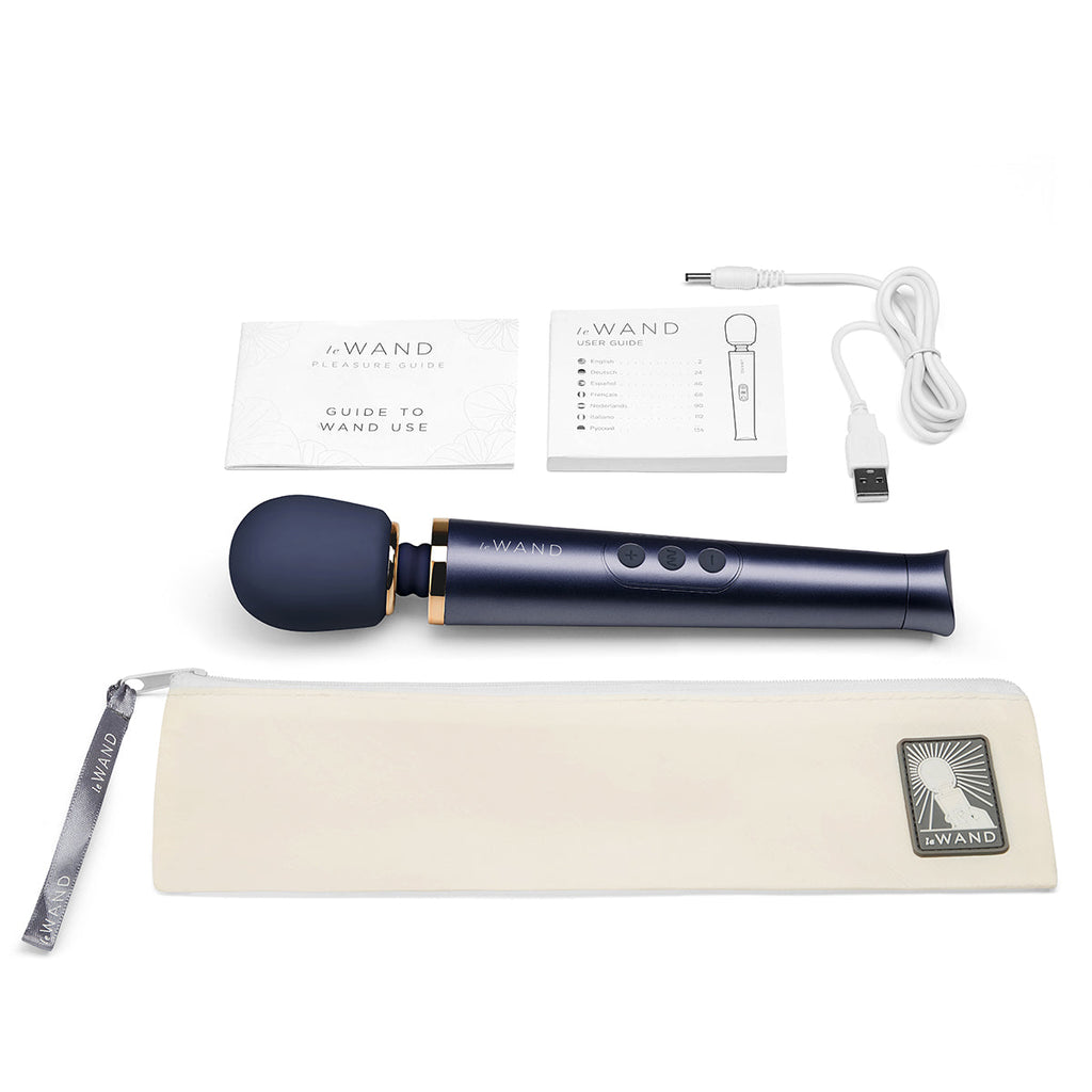 Le Wand Petite Vibrating Wand Massager - Navy Blue