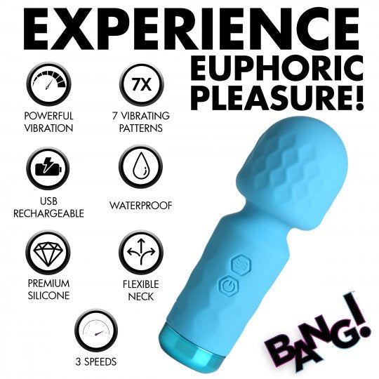 Bang! Mini Silicone Wand Vibrator - Blue