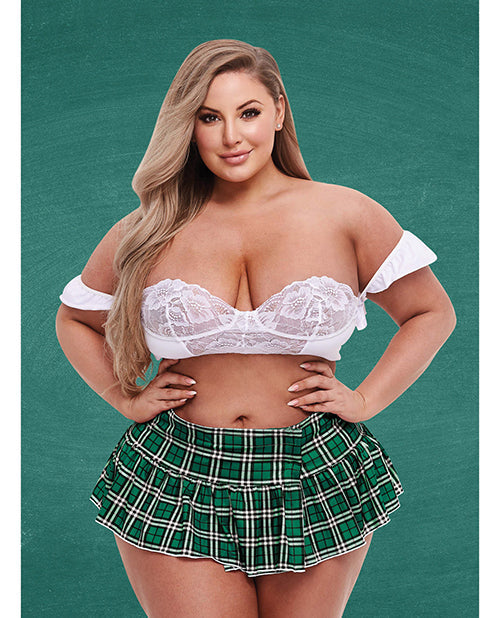 Plus Size Teacher's Pet Green Plaid Schoolgirl Costume