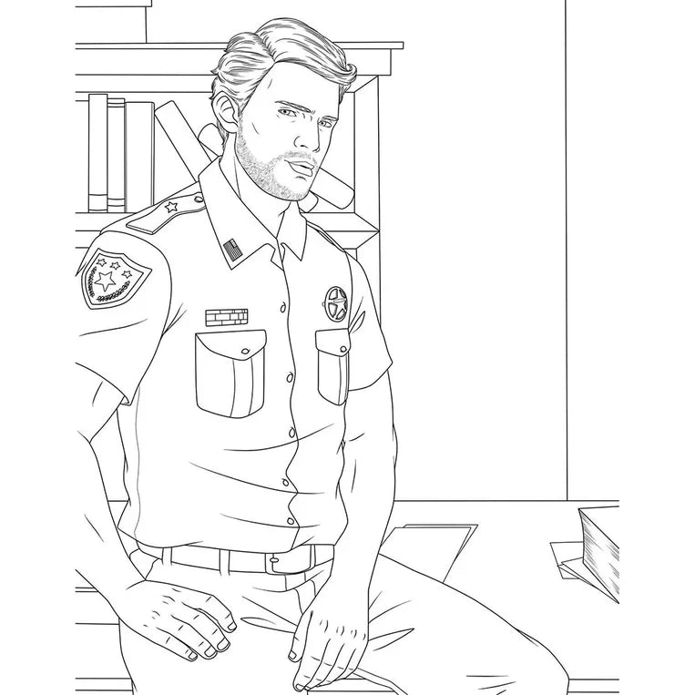 Men in Uniform Adult Coloring Book